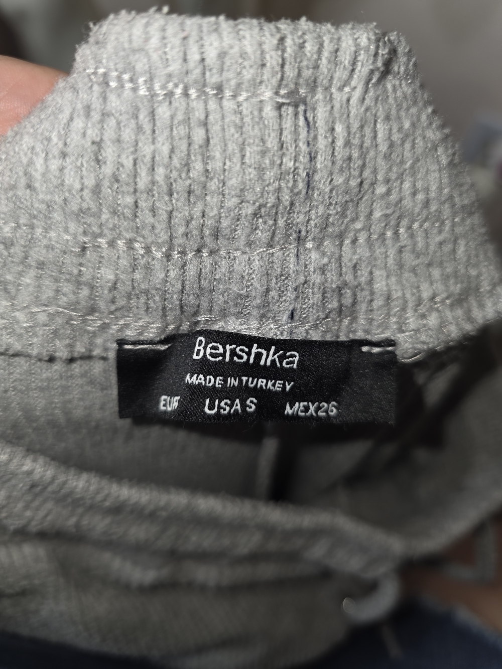 Bershka Light Gray Ribbed Drawstring Knit Pants - Picture 6 of 7